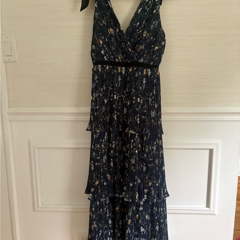 Lulu’s Floral V-Neck Navy Tiered Maxi Dress - 4